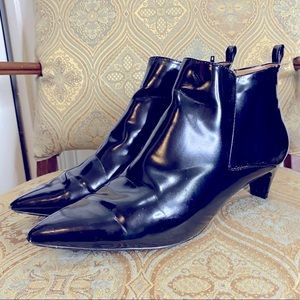 Zara Basics black vegan patent leather ankle boots / booties EU 41 or US 9-9.5